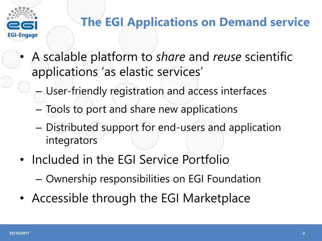 the egi applications on demand service