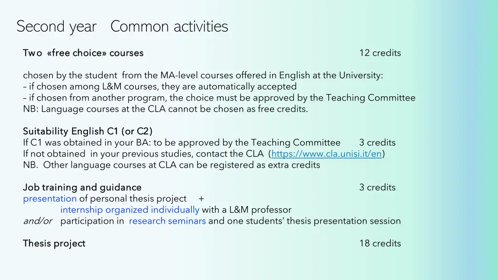 second year common activities