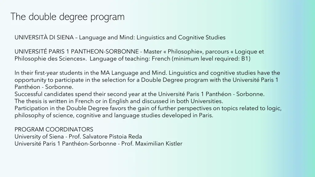 the double degree program