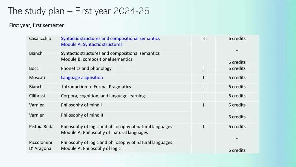 the study plan first year 2024 25 1