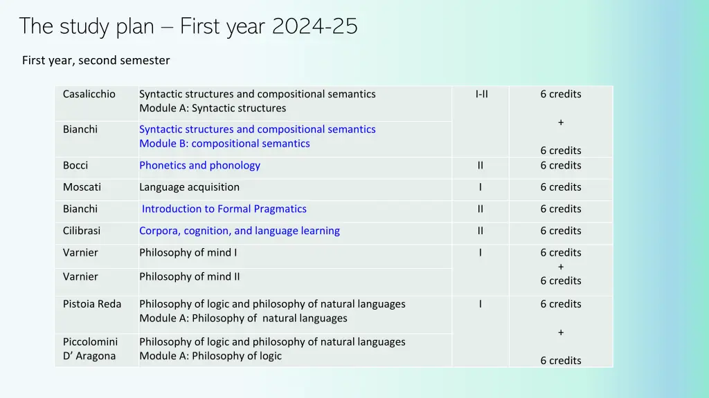 the study plan first year 2024 25 2