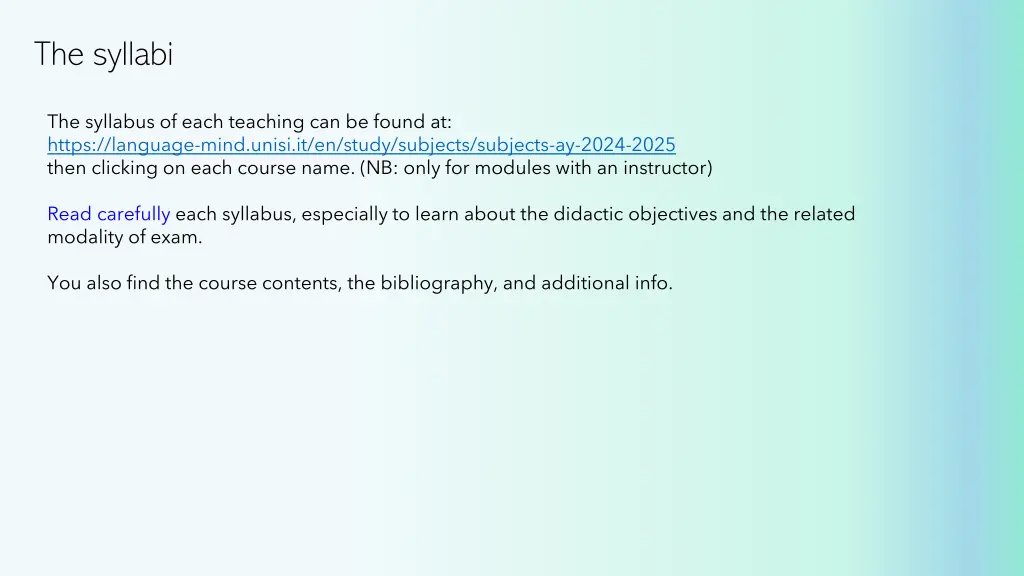 the syllabi