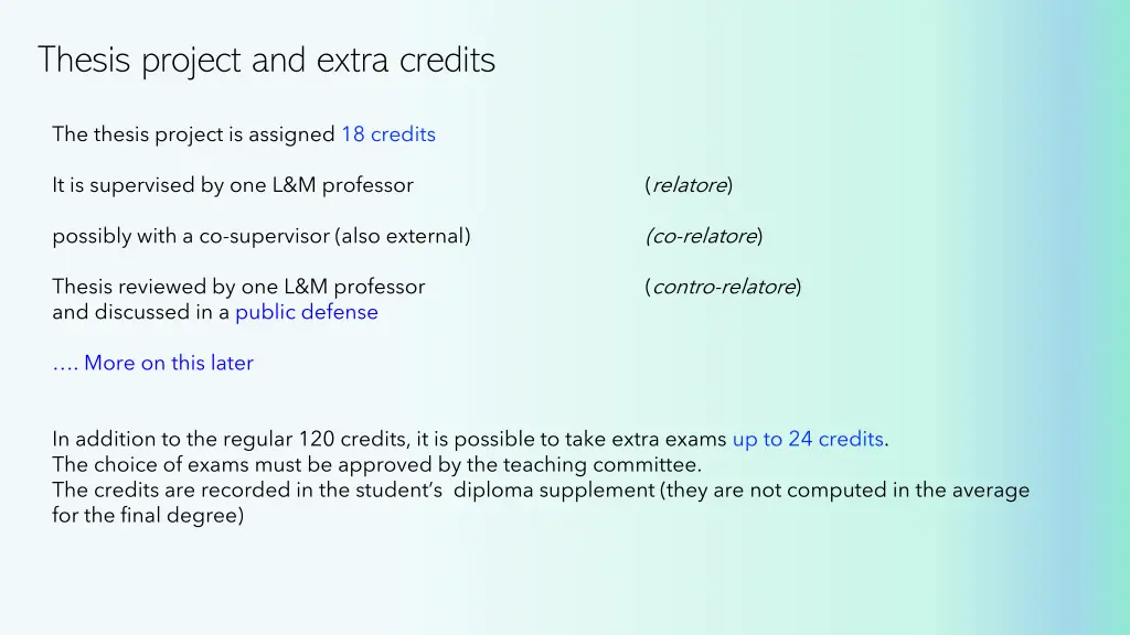 thesis project and extra credits