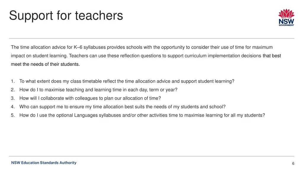 support for teachers