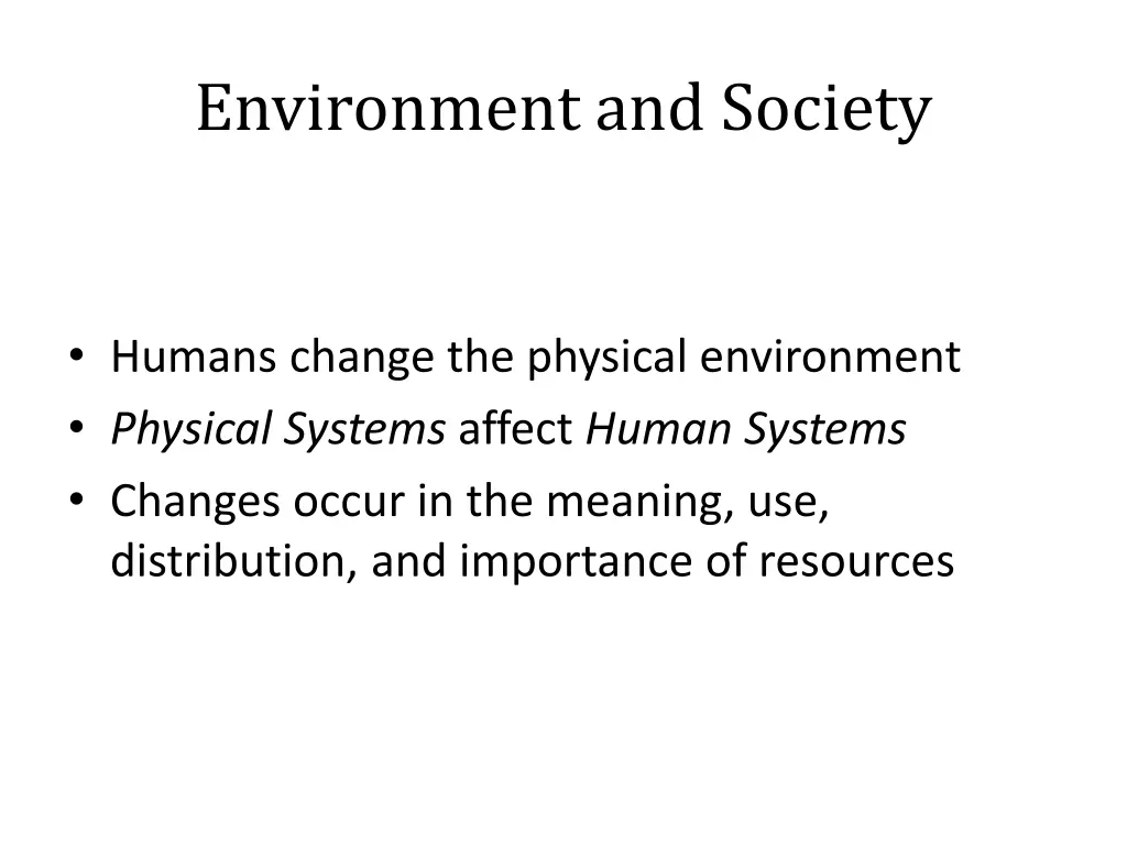 environment and society