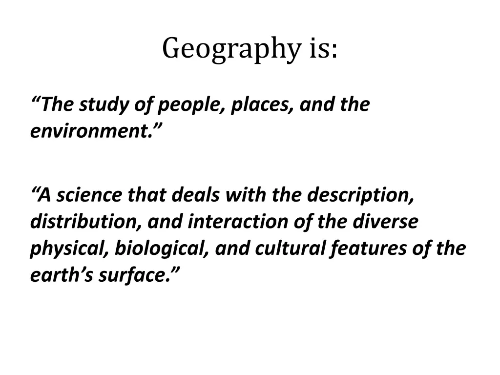 geography is