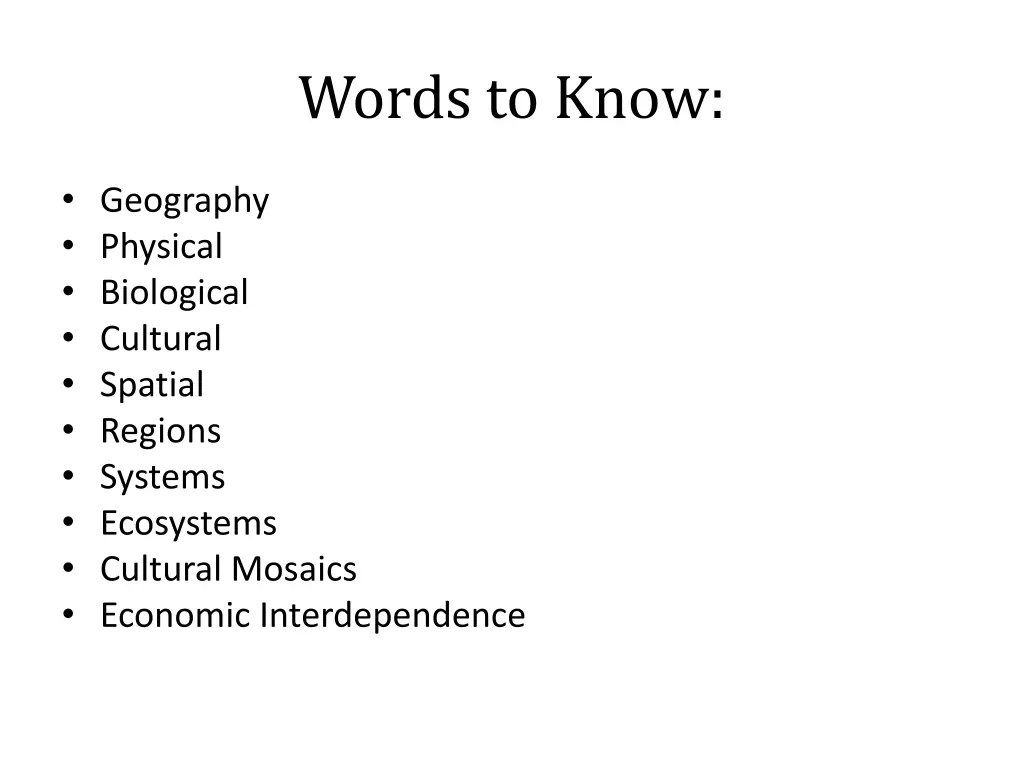 words to know