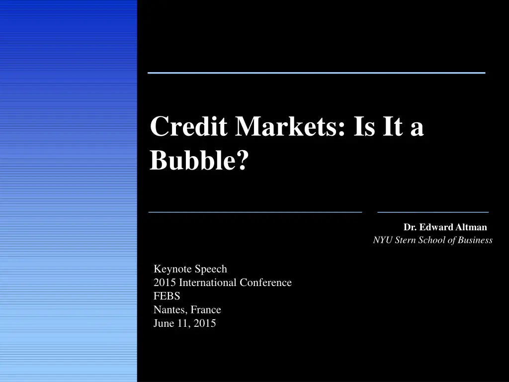 credit markets is it a bubble