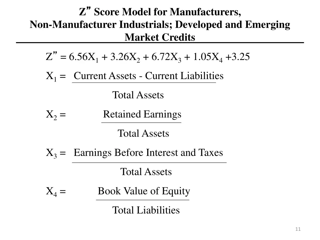 z score model for manufacturers non manufacturer