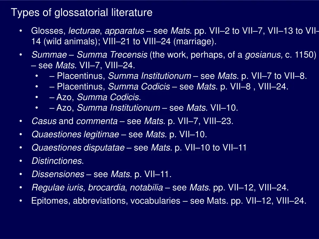 types of glossatorial literature