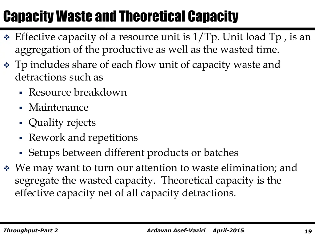 capacity waste and theoretical capacity