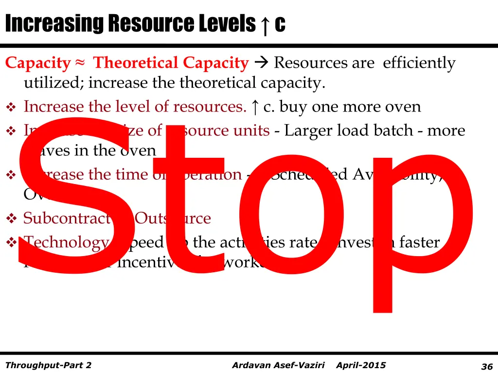 increasing resource levels c