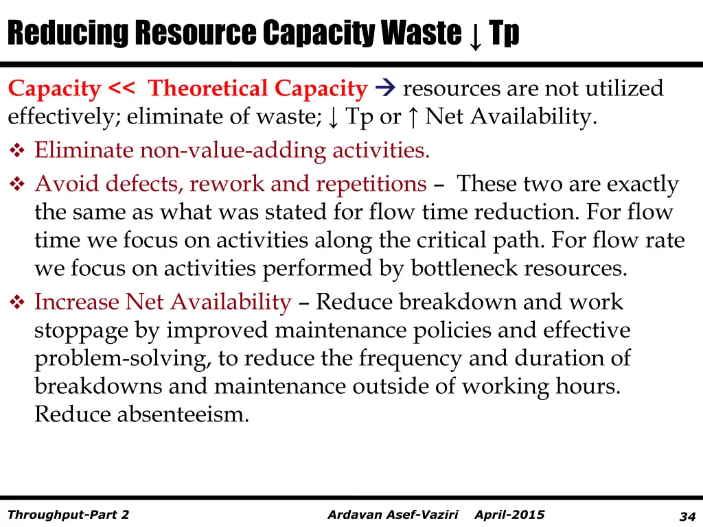 reducing resource capacity waste tp