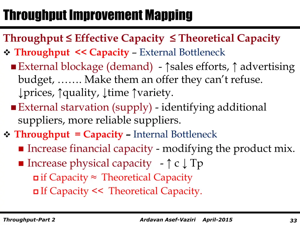 throughput improvement mapping