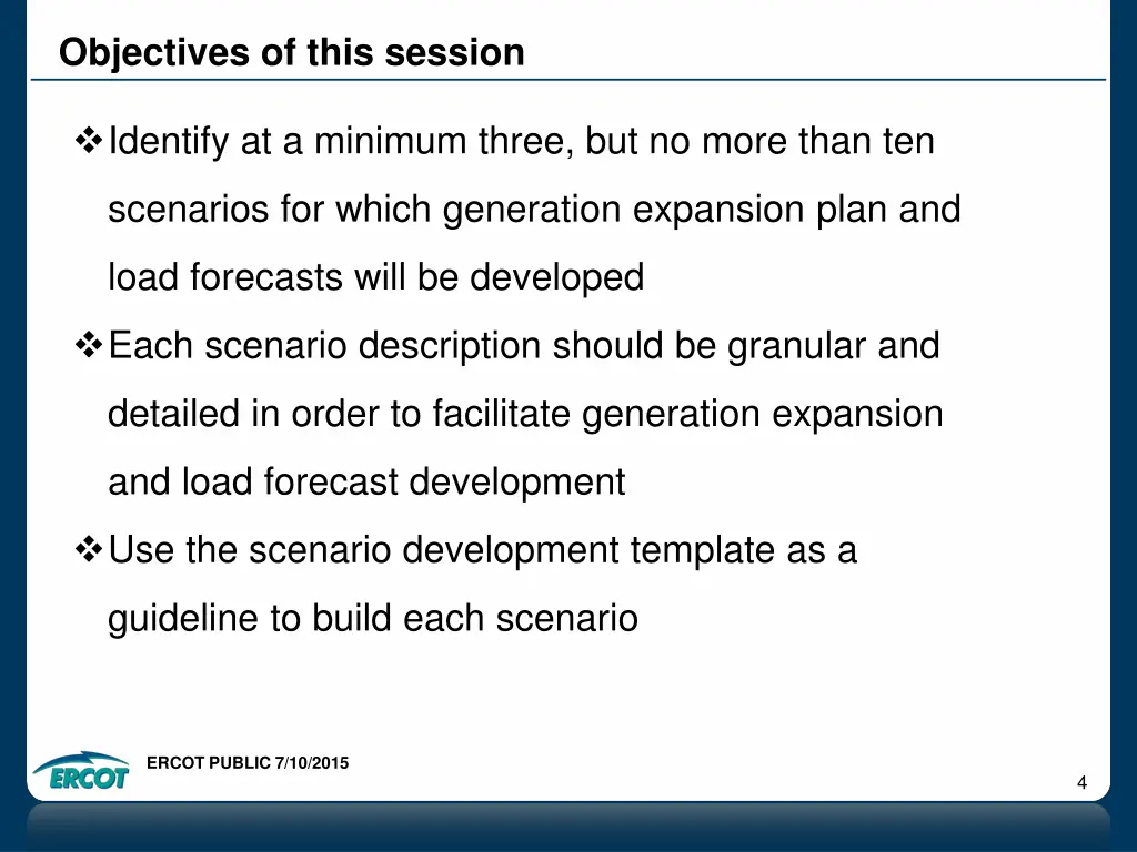 objectives of this session