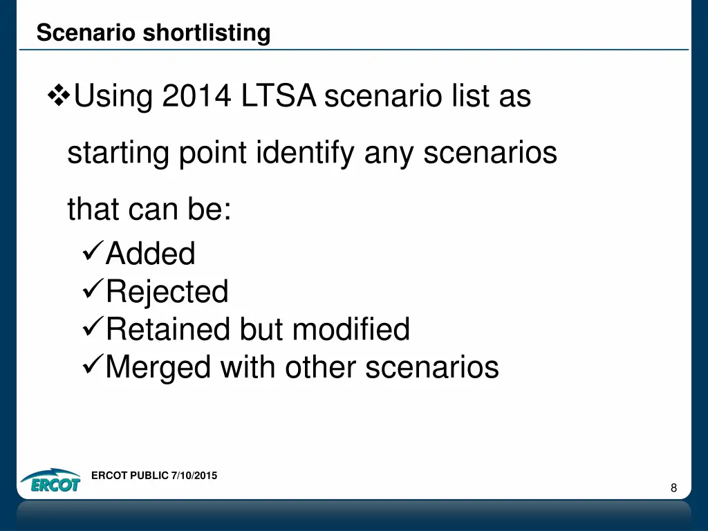 scenario shortlisting