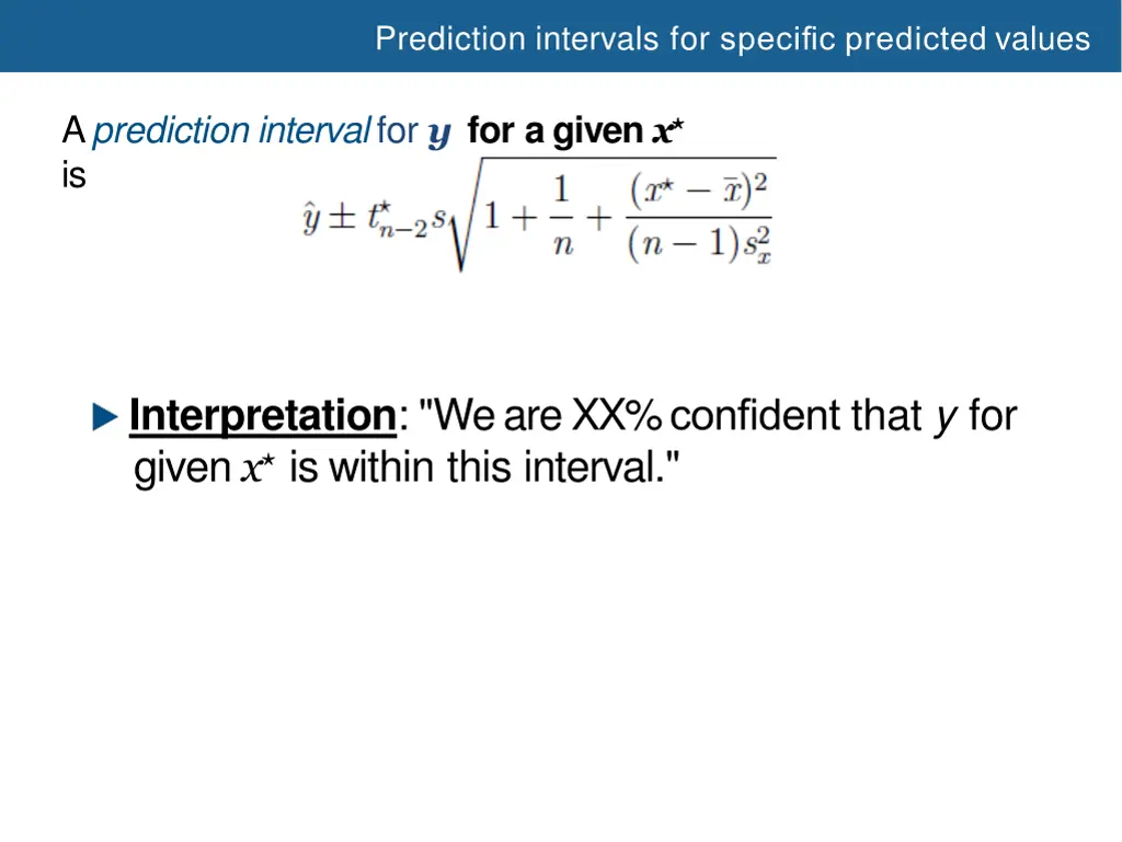 prediction intervals for specific predicted values 4