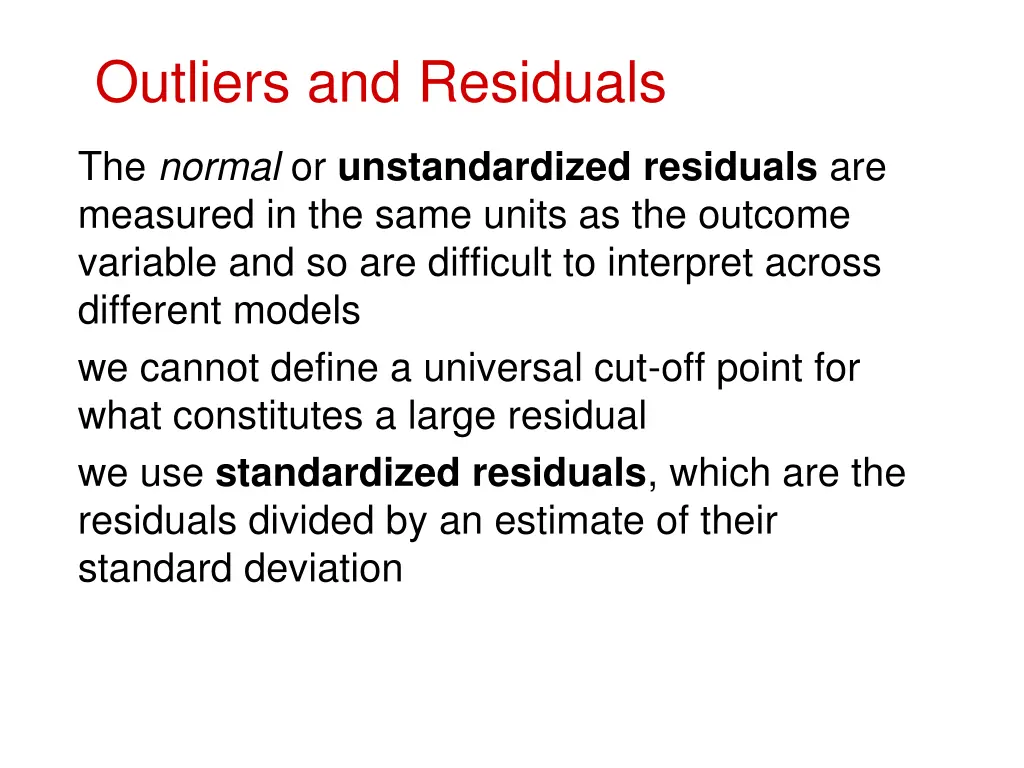 outliers and residuals