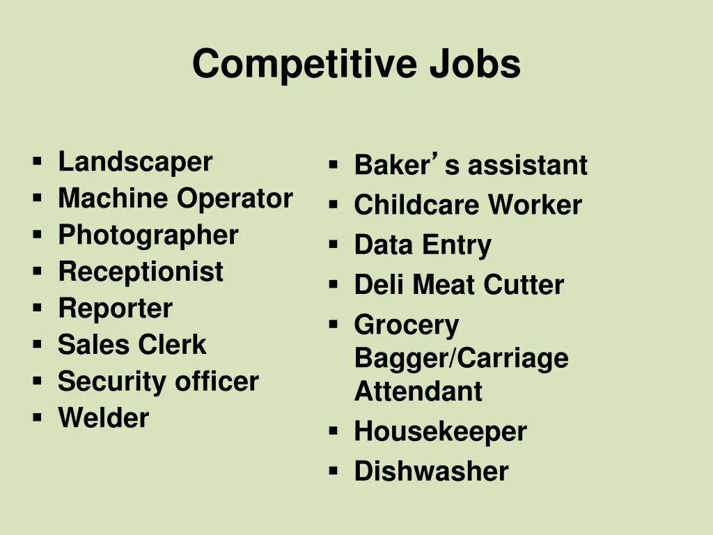 competitive jobs