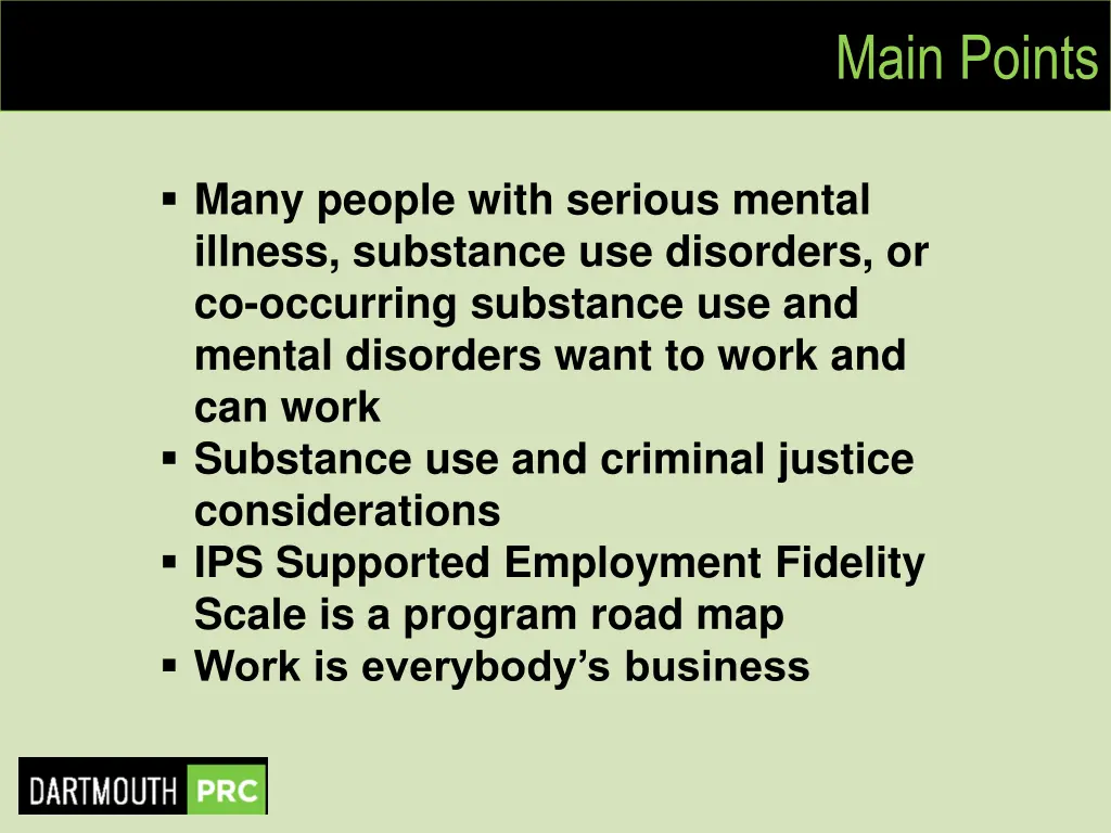 main points
