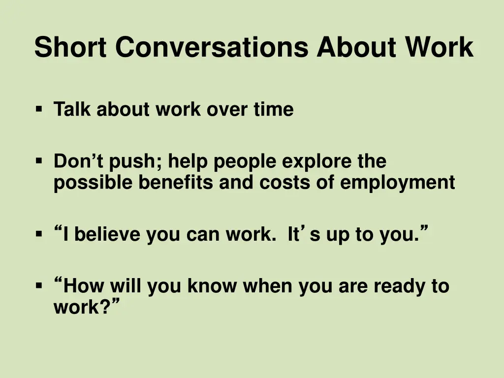 short conversations about work