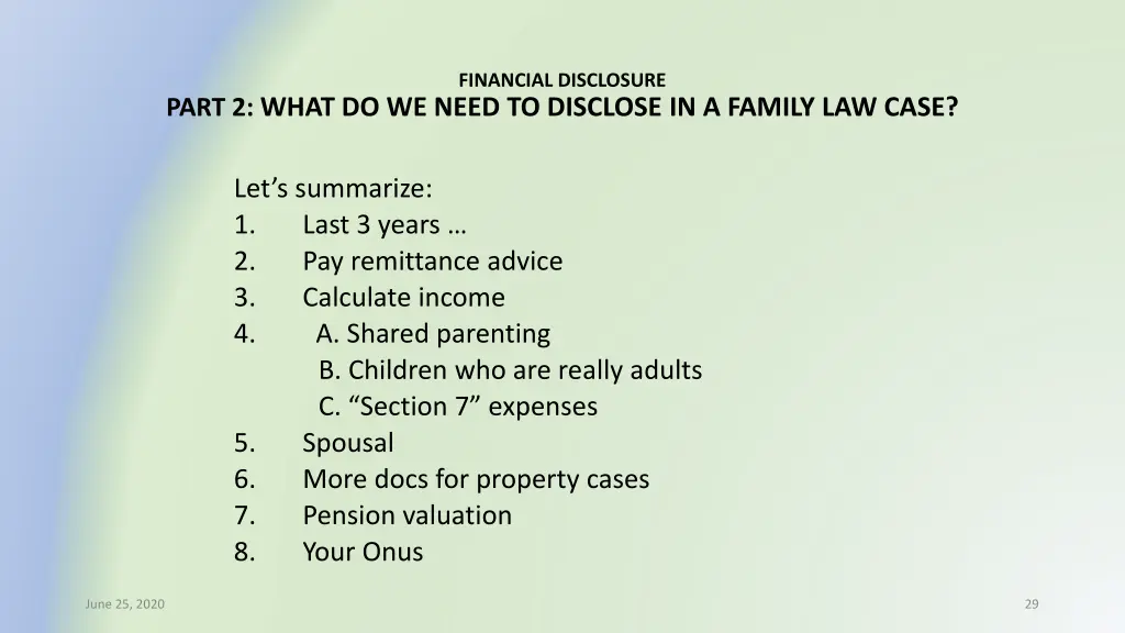 financial disclosure 22