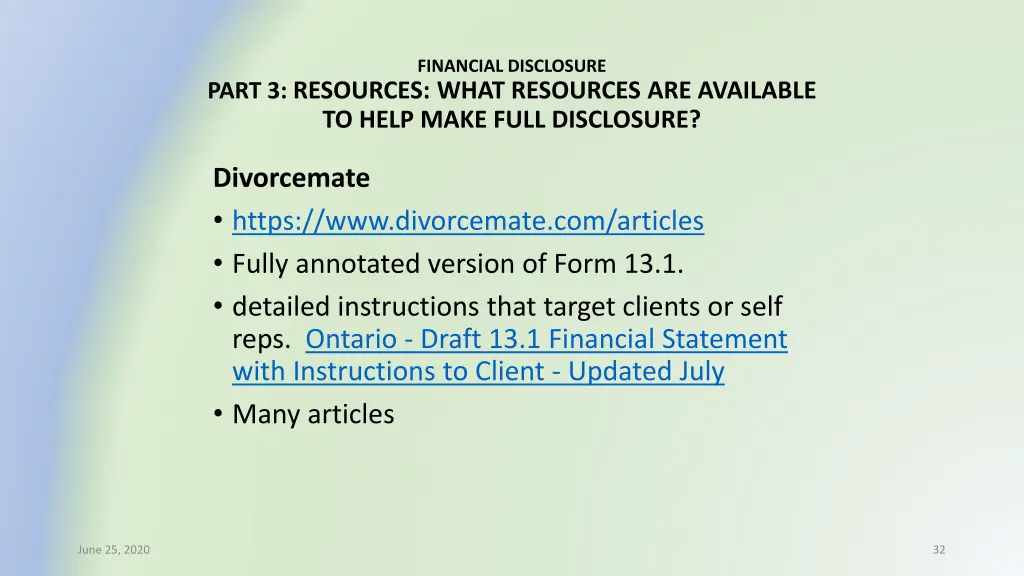 financial disclosure 25