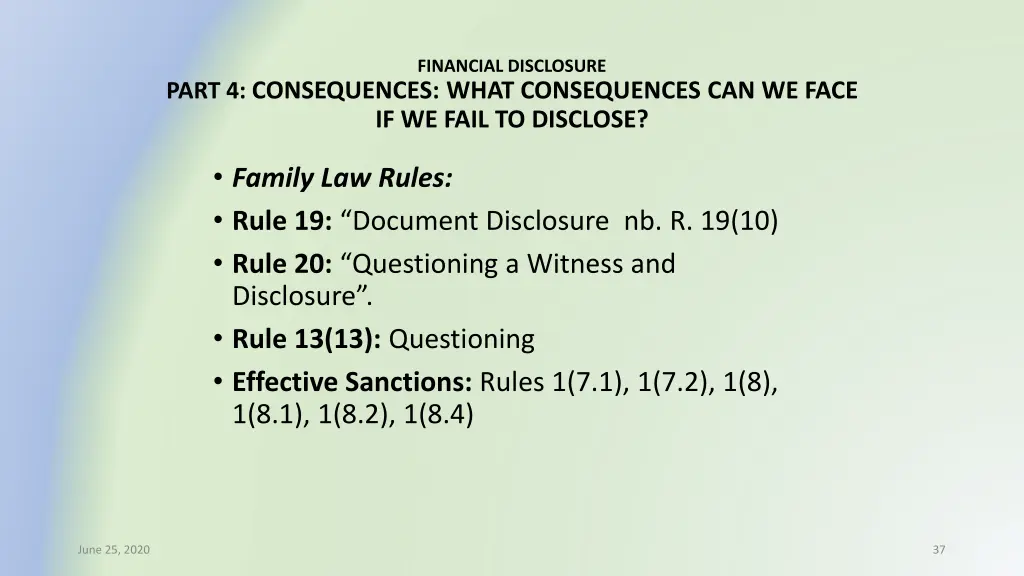 financial disclosure 30