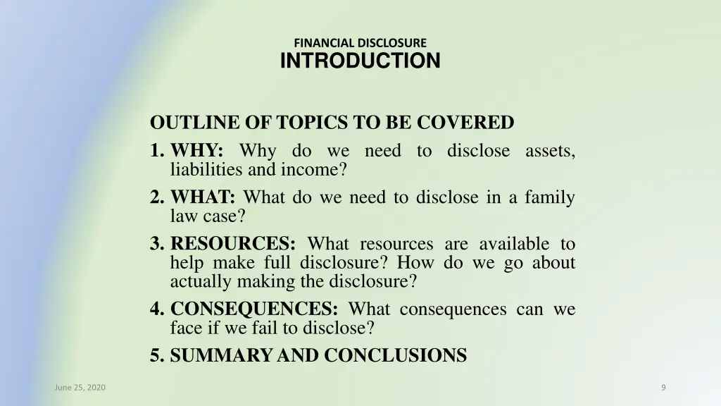 financial disclosure introduction 1