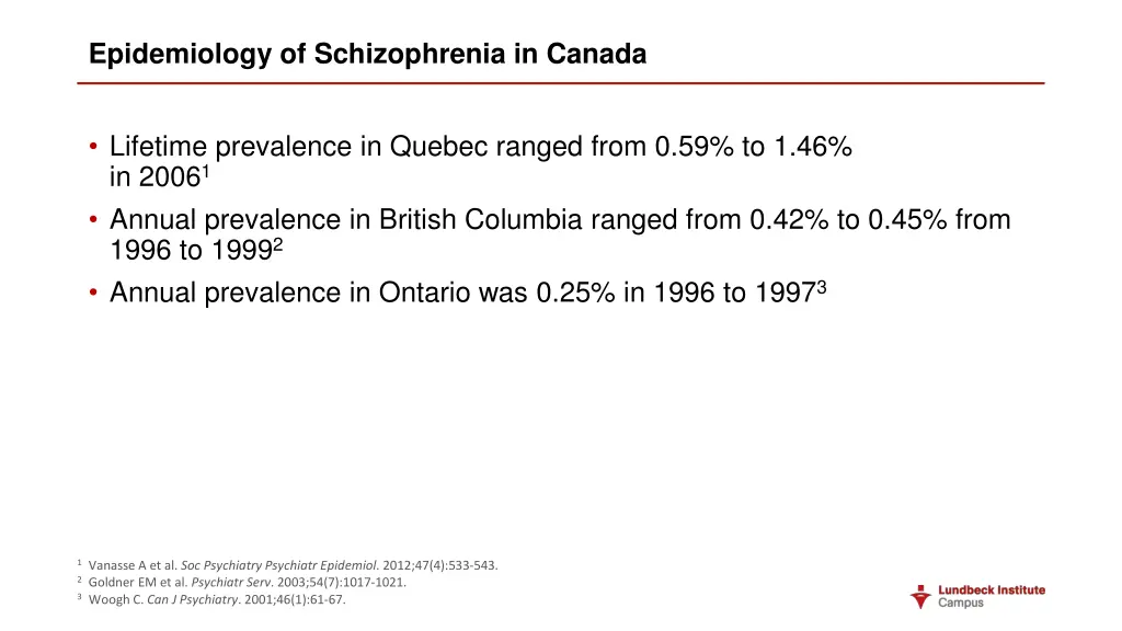epidemiology of schizophrenia in canada