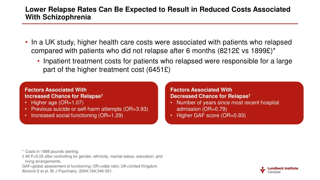 lower relapse rates can be expected to result