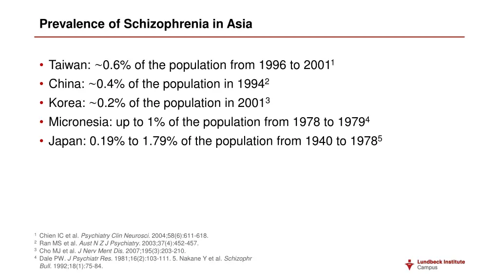 prevalence of schizophrenia in asia