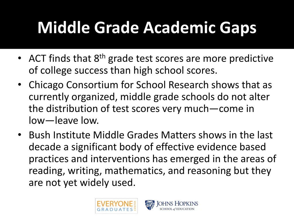 middle grade academic gaps