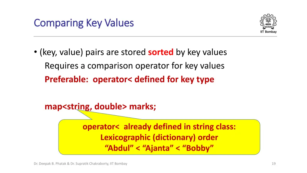 comparing key values comparing key values