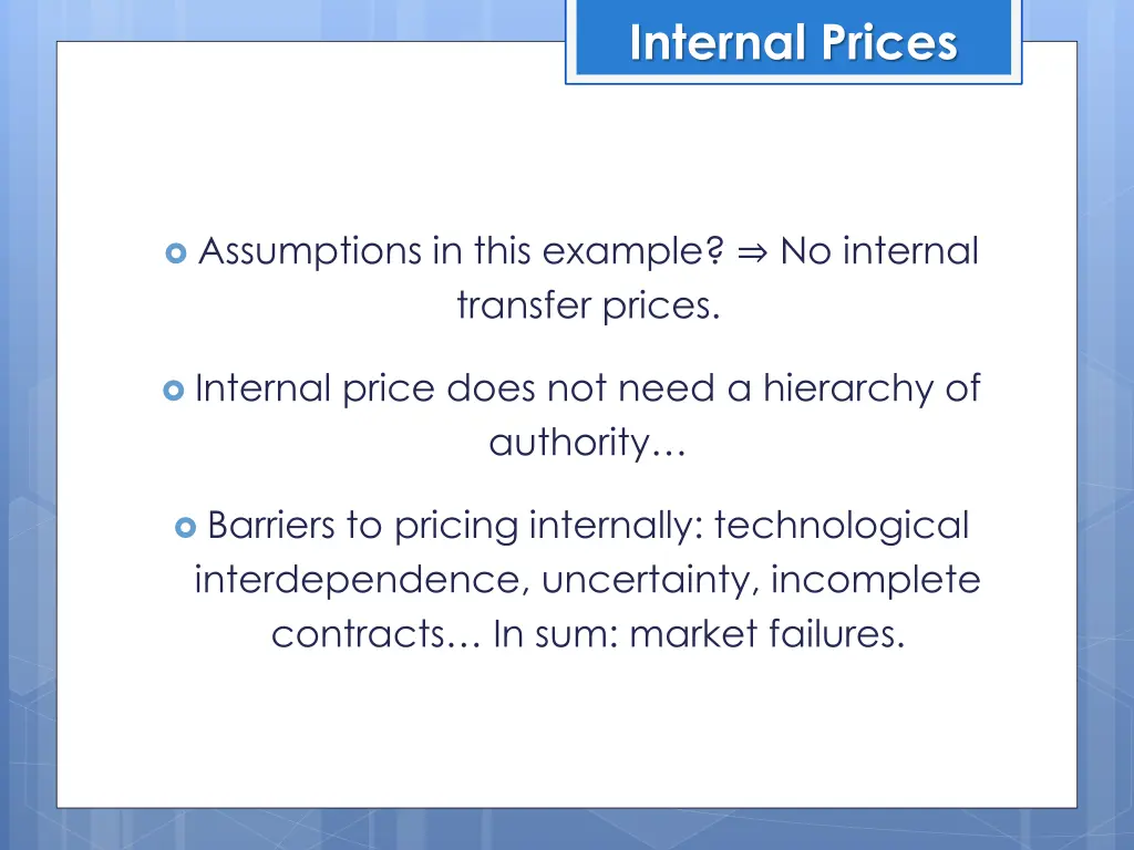 internal prices