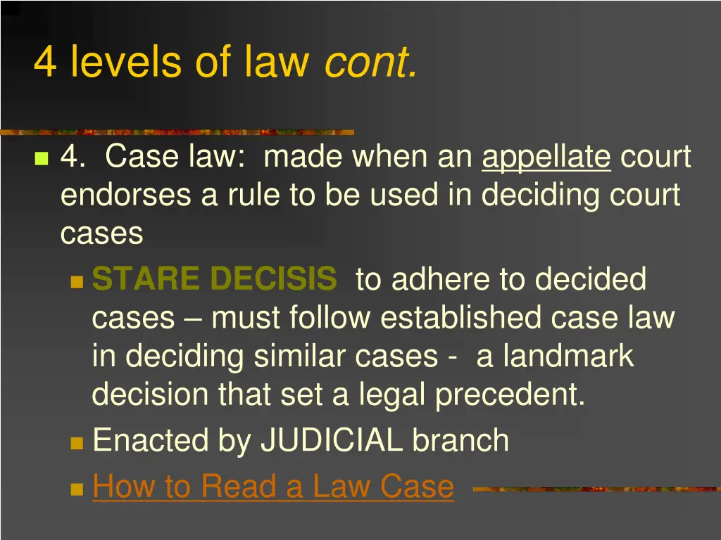 4 levels of law cont