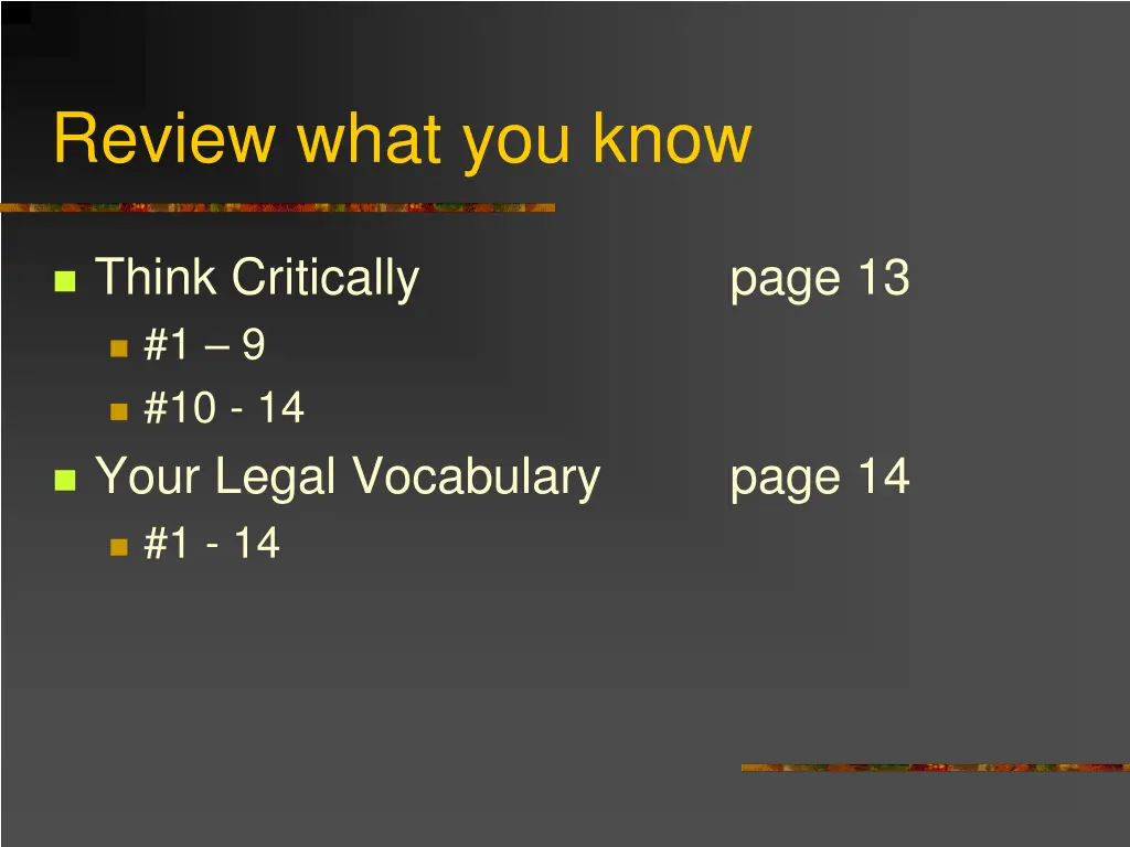 review what you know