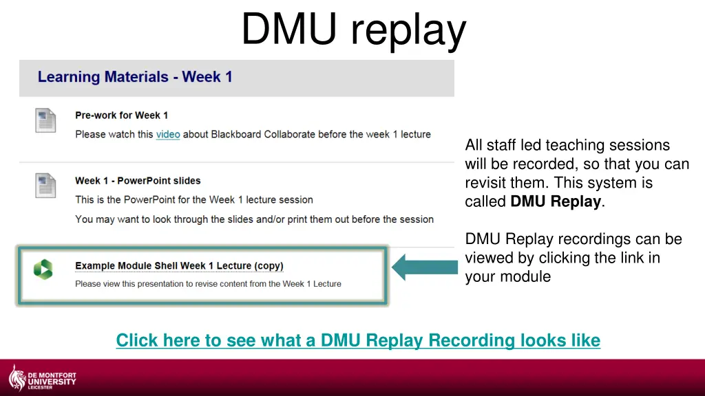 dmu replay