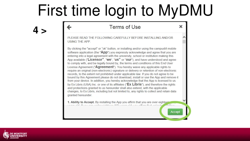 first time login to mydmu