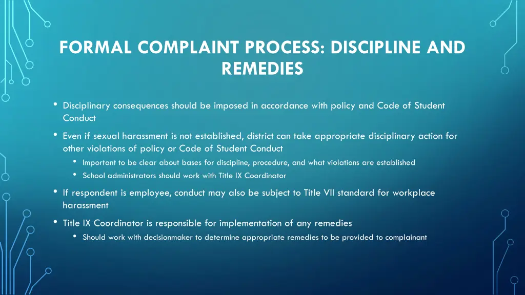 formal complaint process discipline and remedies
