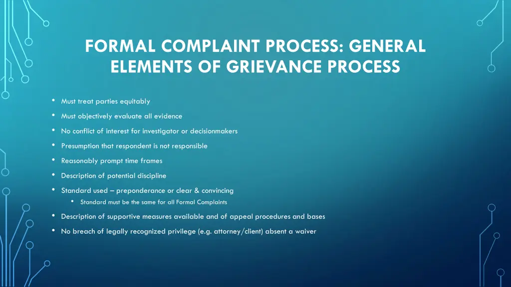 formal complaint process general elements