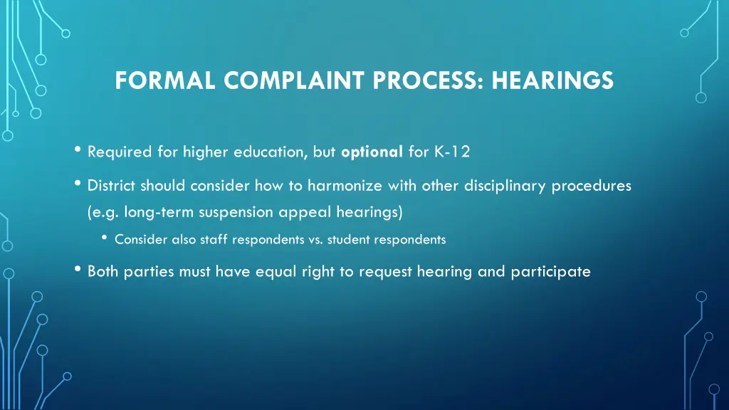 formal complaint process hearings