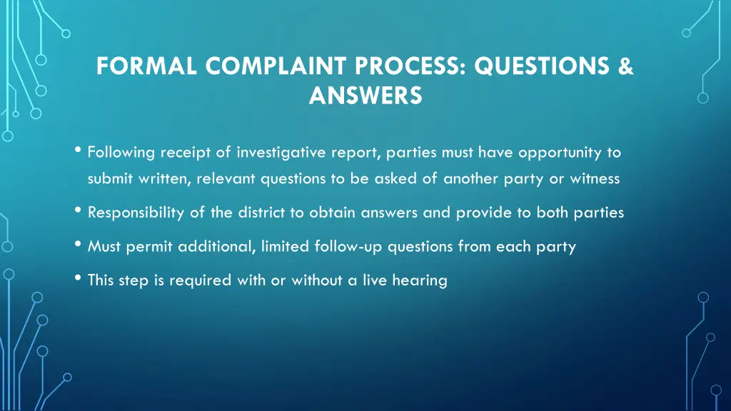 formal complaint process questions answers