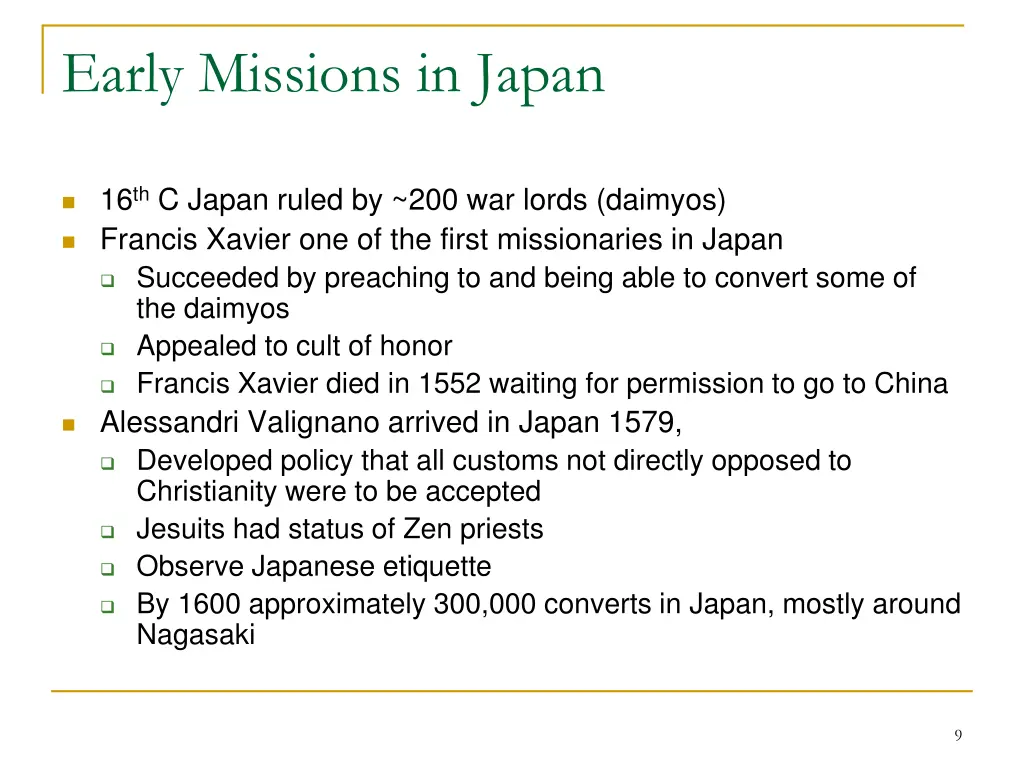 early missions in japan