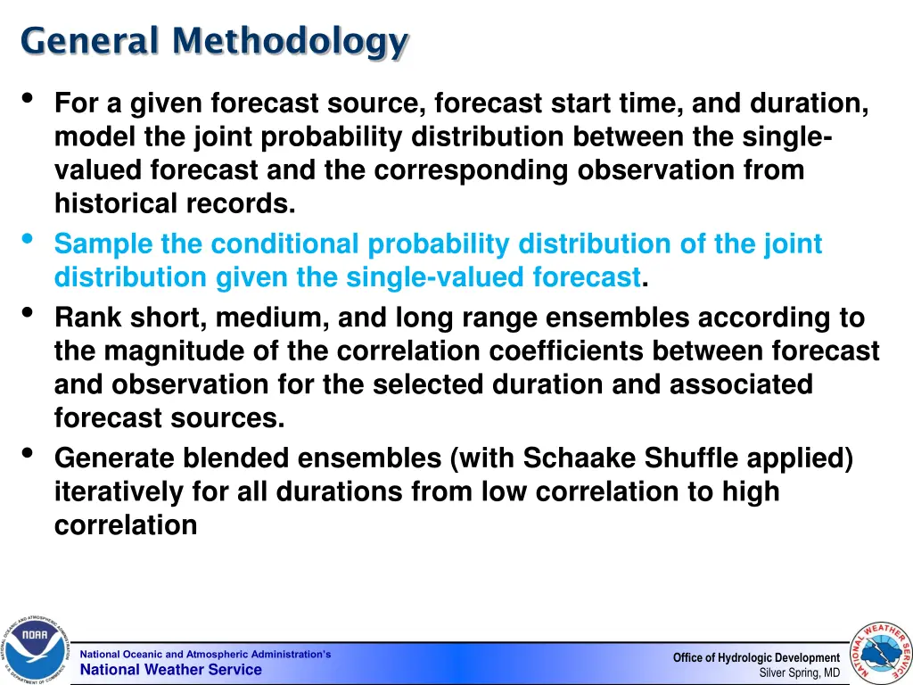 general methodology for a given forecast source