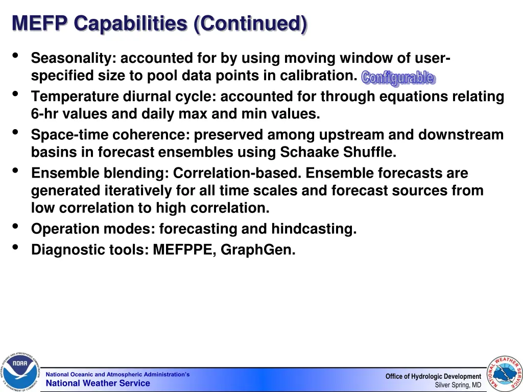 mefp capabilities continued seasonality accounted