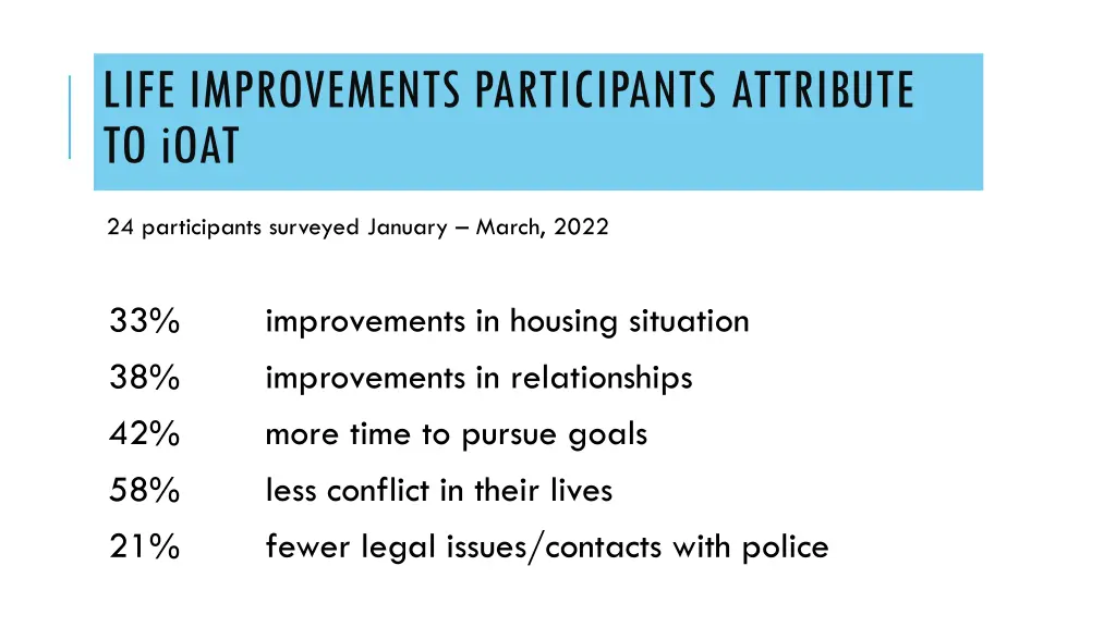life improvements participants attribute to ioat