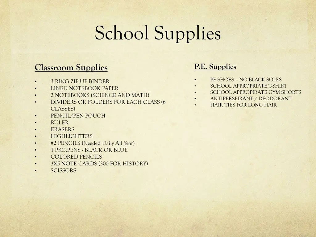 school supplies