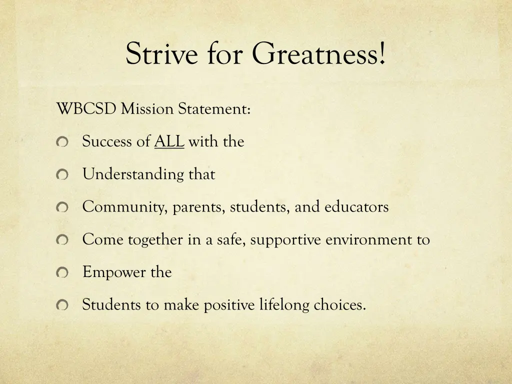 strive for greatness
