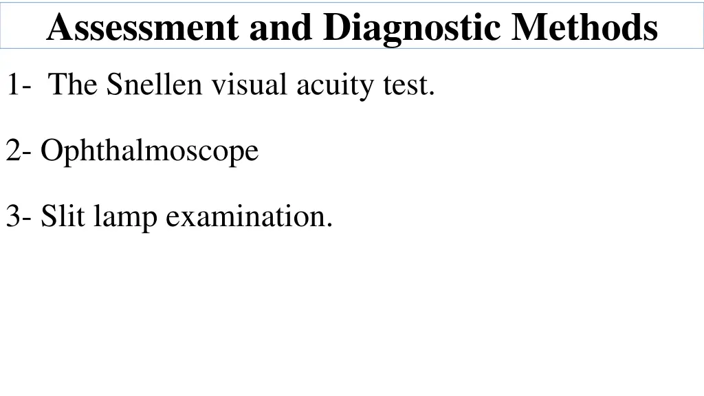 assessment and diagnostic methods